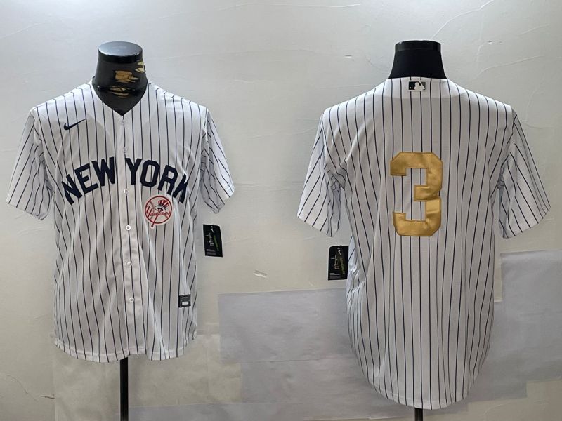 Men New York Yankees 3 Ruth White Stripe Fashion Nike 2024 MLB Jersey style 7